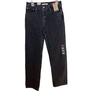 Levis Womens Jeans Sz 27 Black Mid Rise Straight Leg Flare Low Pro Relaxed Mom J